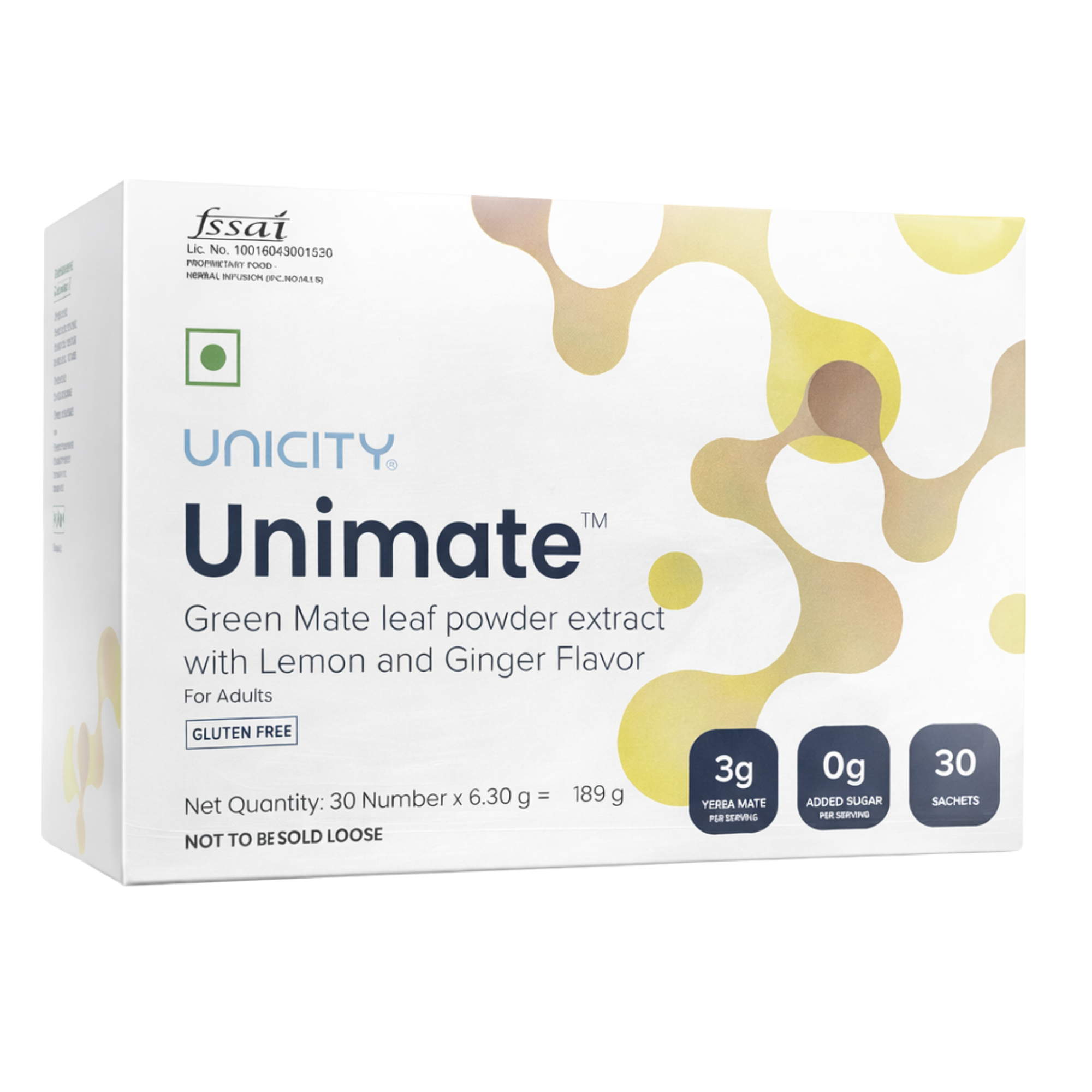 Unicity Unimate Green Mate Leaf Extract Sachets 30 Sachets Box Yerba Mate Lemon Ginger Extract Adult Daily Use Pack