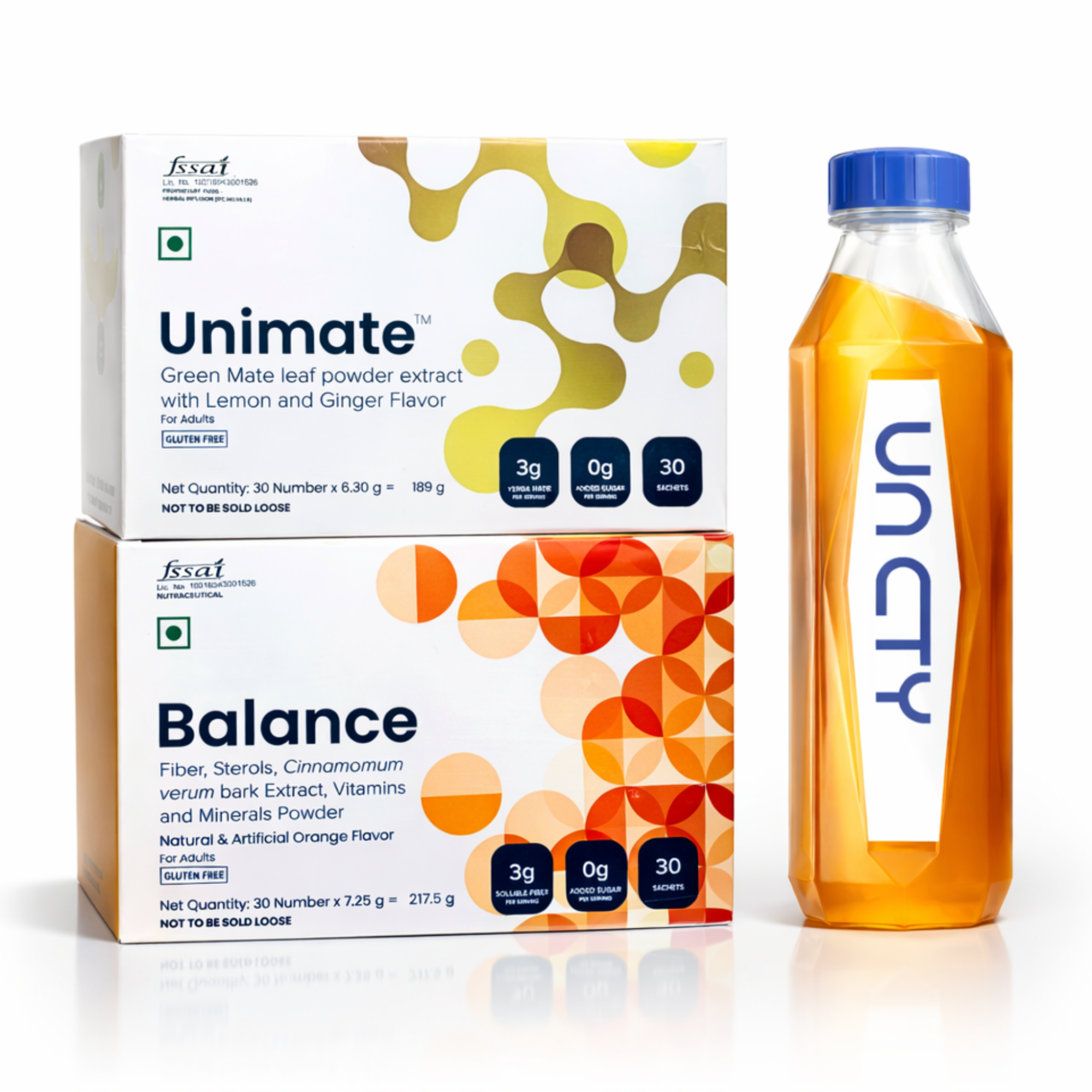 Feel Great Pack Balance 60 Sachets Unimate Lemon and Ginger 30 Sachets Diamond Bottle For Adults