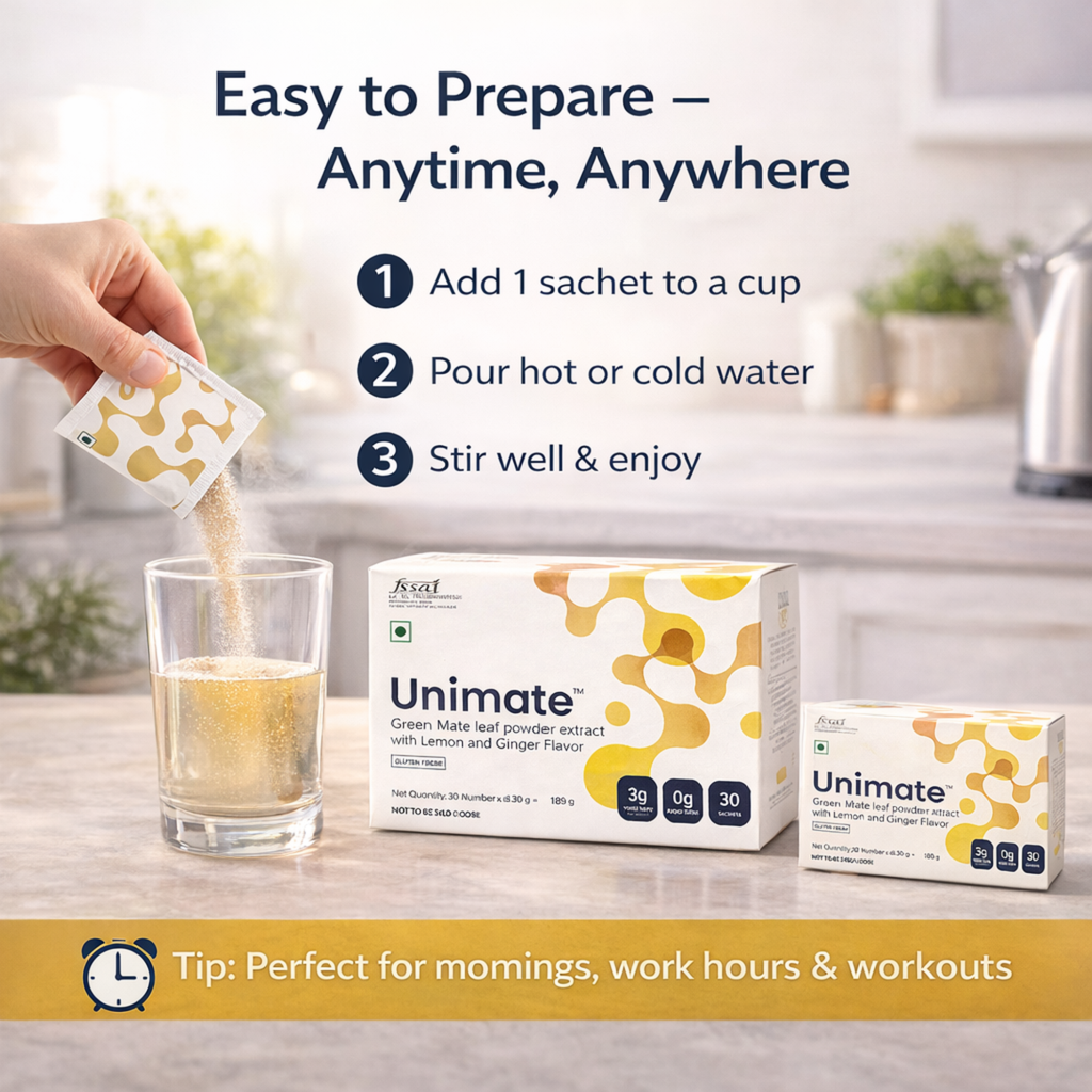 Unicity Unimate Green Mate Leaf Extract Sachets 2 Box Pack 30 Sachets Each Yerba Mate Lemon Ginger Extract Adult Daily Use Pack